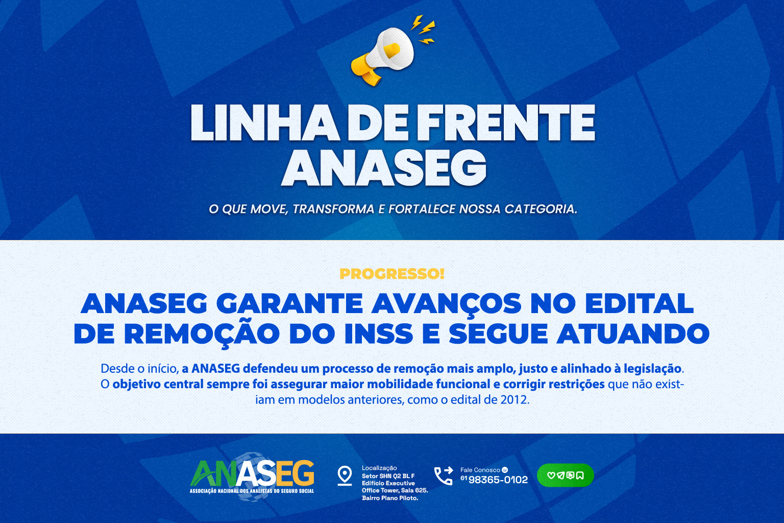 ANASEG garante avanços no edital de remoção do INSS após atuação institucional