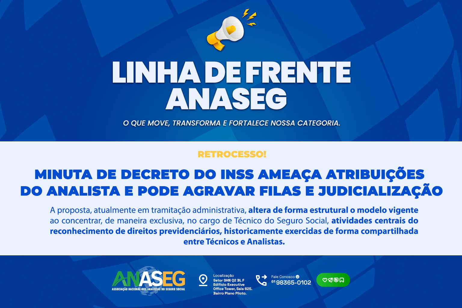 Minuta de decreto do INSS ameaça atribuições do Analista do Seguro Social, alerta a ANASEG