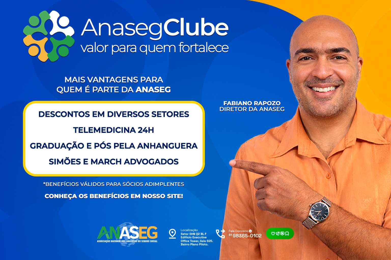 ANASEG Clube oferece benefícios exclusivos aos associados com descontos, telemedicina e educação