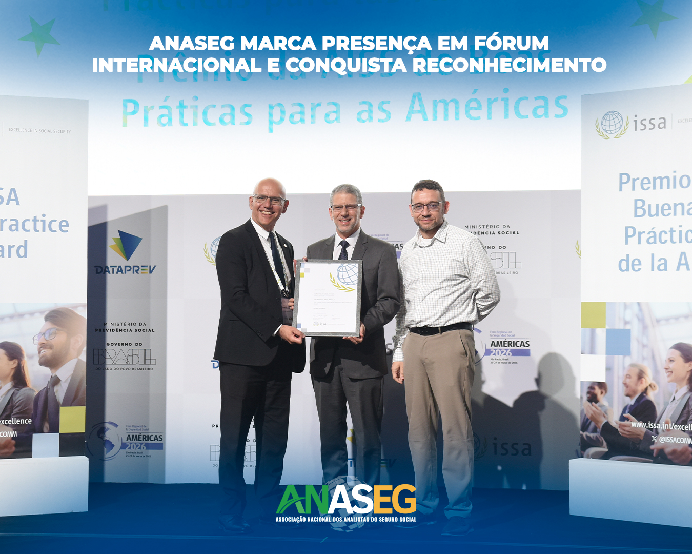 Representantes participam de premiação no Fórum de Seguridade Social das Américas com presença da ANASEG